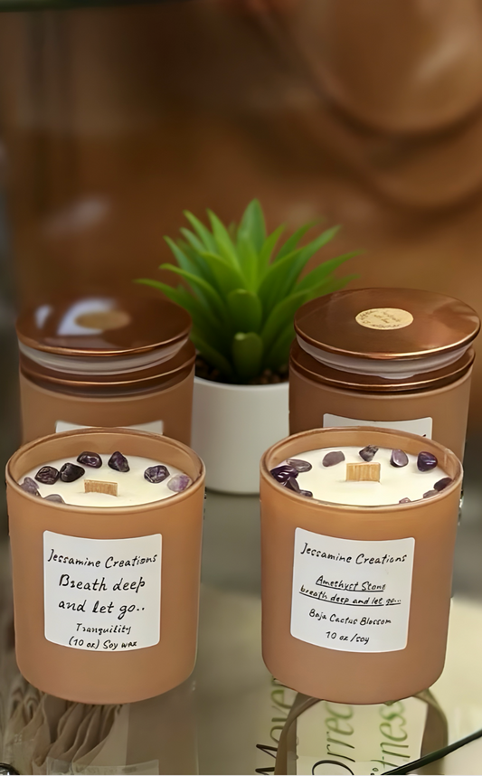 Amethysts stone therapy candles - Jessamine Creations
