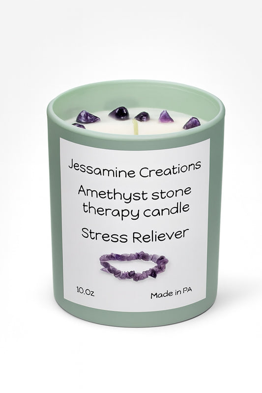 Amethyst stone therapy candles