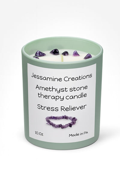 Amethyst stone therapy candles Jessamine Creations