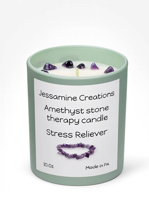 Amethyst stone therapy candles Jessamine Creations