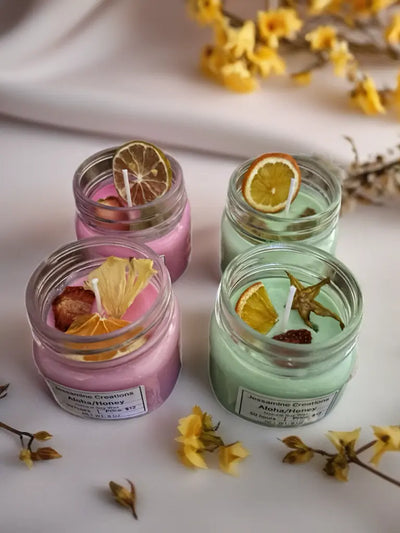 aloha glass jar pink soy wax candle